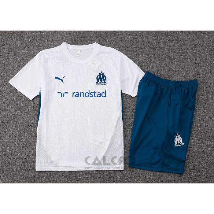 Tuta da Track Olympique Marsiglia Manica Corta 2024-2025 Bianco - Pantaloncini
